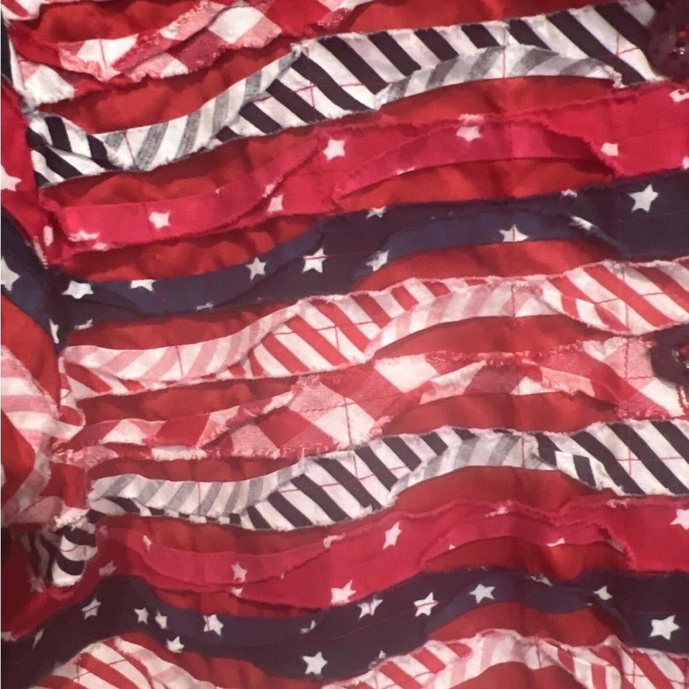 Vtg Quilted Patchwork Patriotic Blazer L Usa - image 3